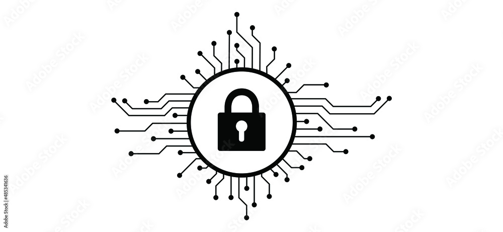 Cyber security icon or pictogram. technology data. For chip and process.  Input or output. Hybrid war and warfare, DDoS attack. Cyber war. Hackers and cyber criminals.  login and password.