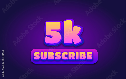 5k subscribers Banner templete with 3d editable text effect.