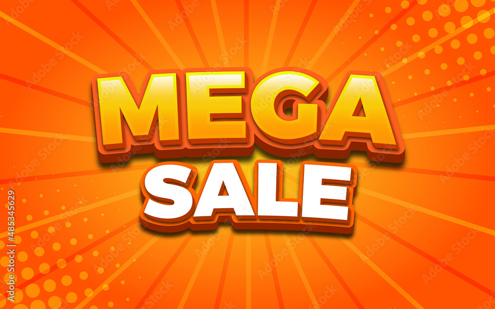 Mega sale banner with editable text effect.
