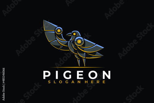 Modern Mecha Robotic Pigeon Logo Design Template
