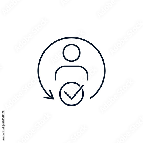 Strategy for attracting and retaining customers. Vector linear icon isolated on white background.