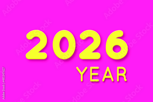 2026 year. pink Calendar with neon yellow text. Vector illustration.