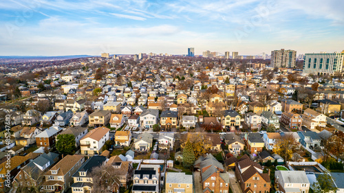 Panoramic view of the surrounding area on the roofs of houses in the residential area of Lambertville New Jersey USA 2022