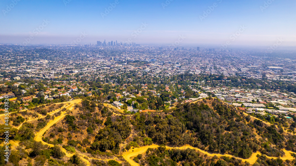 Los Angeles, CA, USA 2022 . View to the Griffith Observatory is a facility in Los Angeles. It is sitting on the south-facing slope of Mount Hollywood in Los Angeles' Griffith Park. general plan