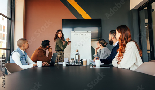 Smart businesswoman giving a presentation in a boardroom