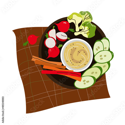Hummus cooking and ingredients for hummus, hand drawn vector illustration.