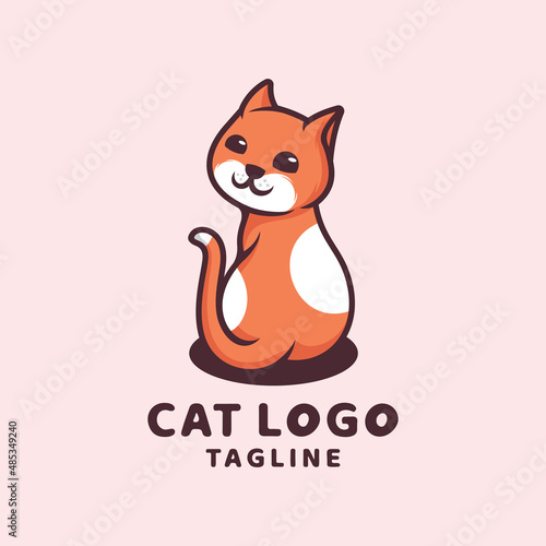 Cute cat logo design template