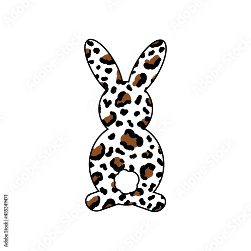 Leopard Bunny, easter bunny isolated on white background.