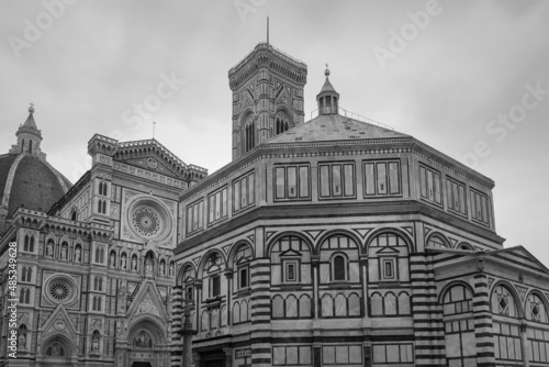 Cathedral and Baptistery of Florence captured in Duomo public square  Italy