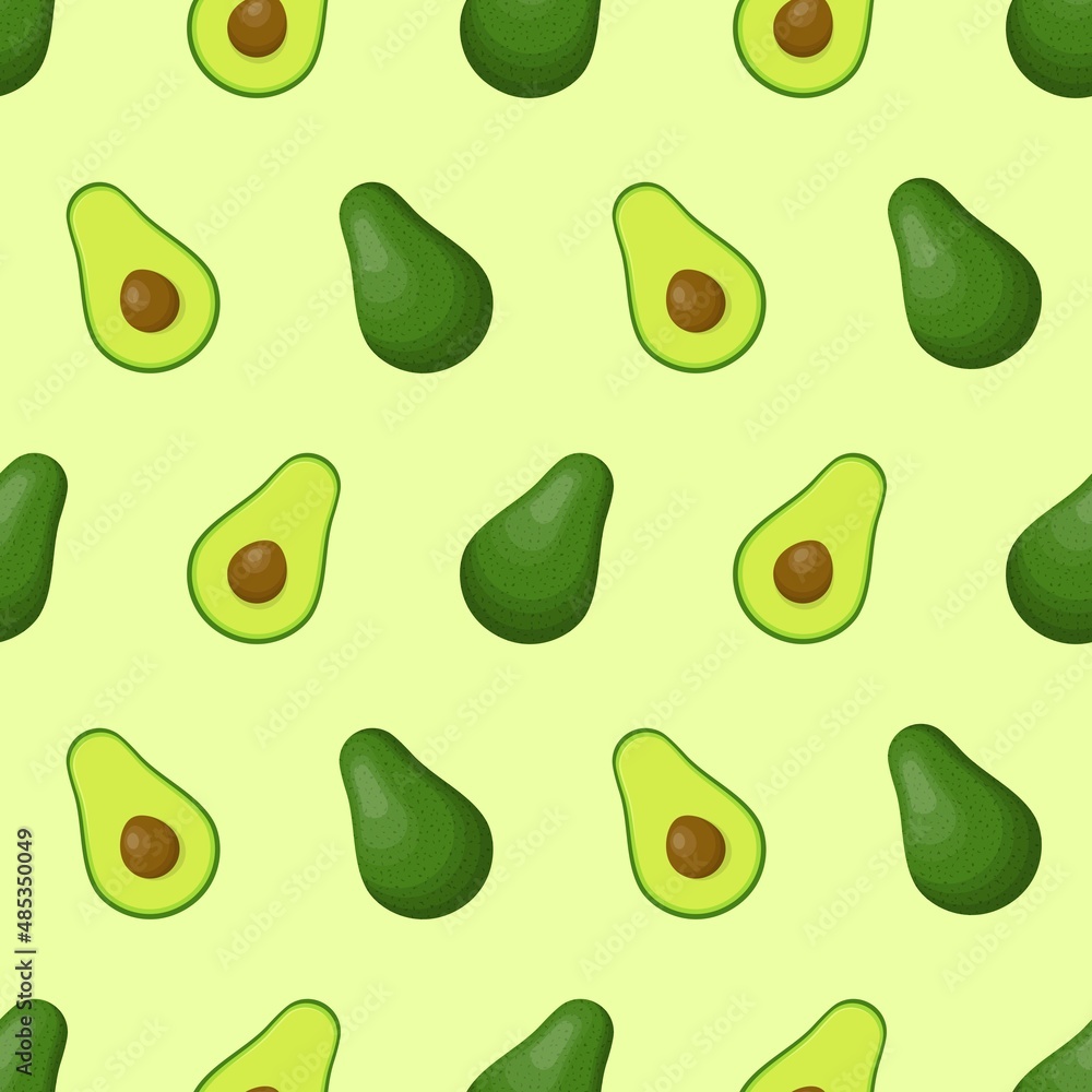Avocado whole and half seamless pattern for textiles, prints, apparel, quilt, banner and more. Healthy food background. Summer fruits for a healthy lifestyle. Organic fruits. Vector illustration Avocado whole and half seamless pattern for textiles, prints, apparel, quilt, banner and more. Healthy food background. Summer fruits for a healthy lifestyle. Organic fruits. Vector illustration