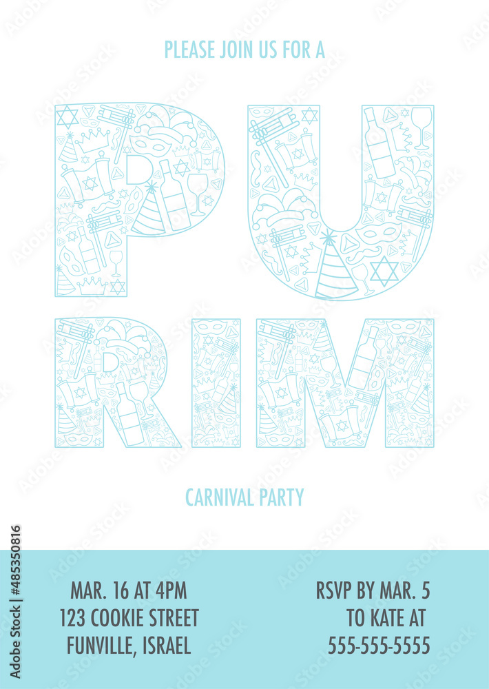 Happy Purim day greeting card. Vector illustration Happy Purim day greeting card. Vector illustration