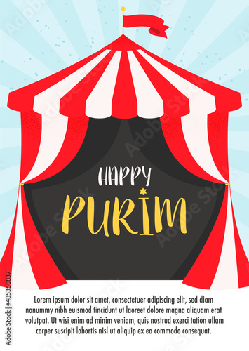 Happy Purim day greeting card. Vector illustration