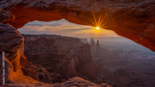 Fotografia, Obraz A landscape of the Canyonlands National Park during the sunrise in Utah, USA