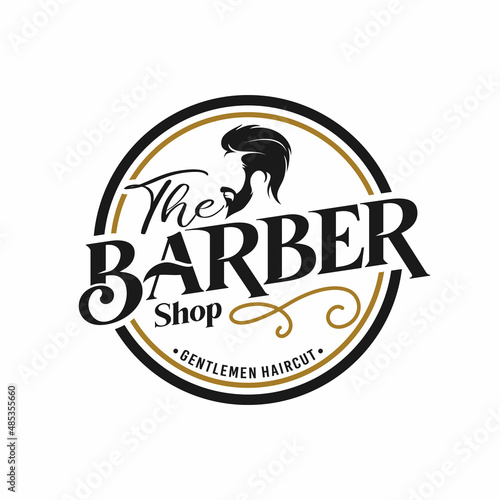 Barbershop vintage logo design template