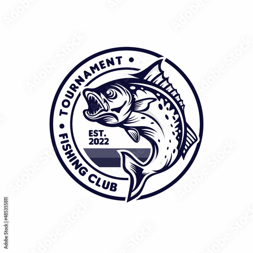 Fishing tournament vintage logo template