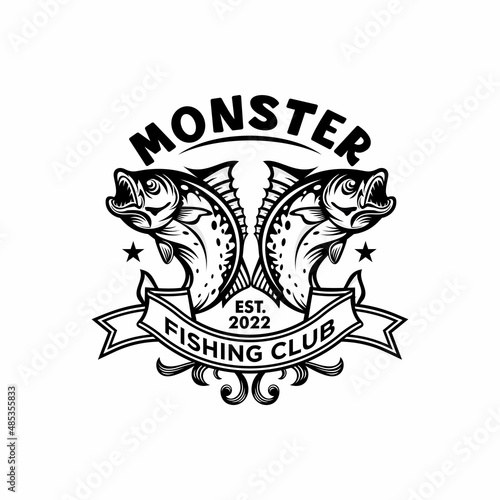 Fishing tournament vintage logo template