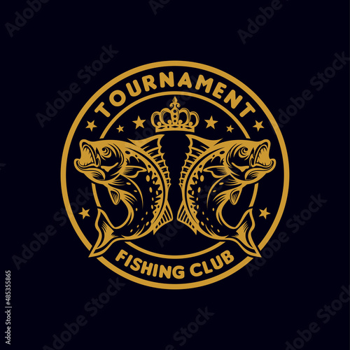 Fishing tournament vintage logo template