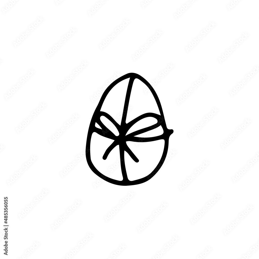 hand drawn outline element for easter, decorated easter egg with ribbon hand drawn outline element for easter, decorated easter egg with ribbon