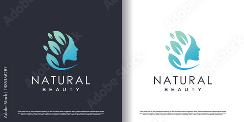 Nature beauty logo design with unique style Premium Vector