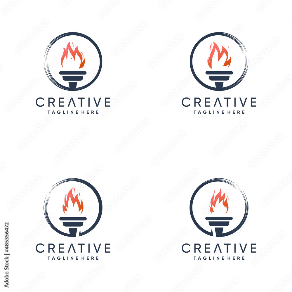 Obraz premium Torch logo collection with modern abstract concept Premium Vector