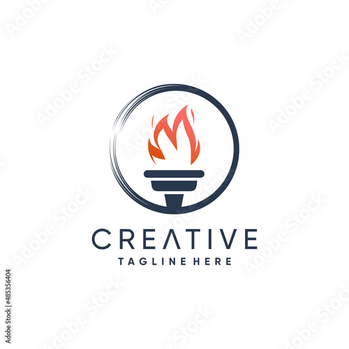 Torch logo design with modern abstract concept Premium Vector