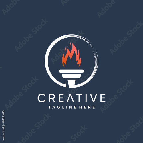 Torch logo design with modern abstract concept Premium Vector