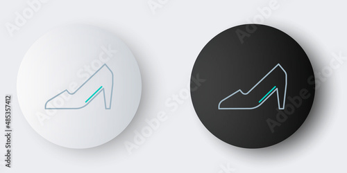 Line Woman shoe with high heel icon isolated on grey background. 8 March. International Happy Women Day. Colorful outline concept. Vector