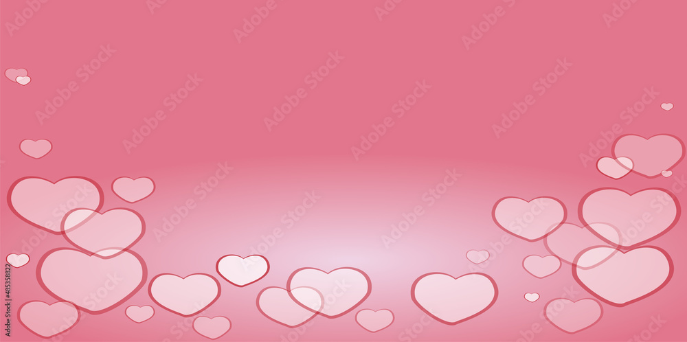 romantic background with hearts, for valentines day and a greeting card to your girl fiend. Vector illustration, frame on bottom