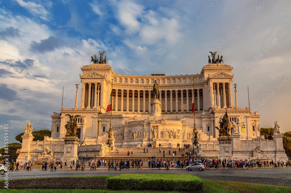 Vittoriano, monument in honor of the first king of united Italy, Victor Emmanuel II. Piazza Venezia, slope of the Capitoline Hill. Rome, Italy