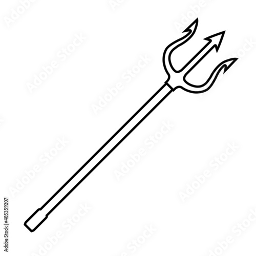Trident line icon, vector outline logo isolated on white background