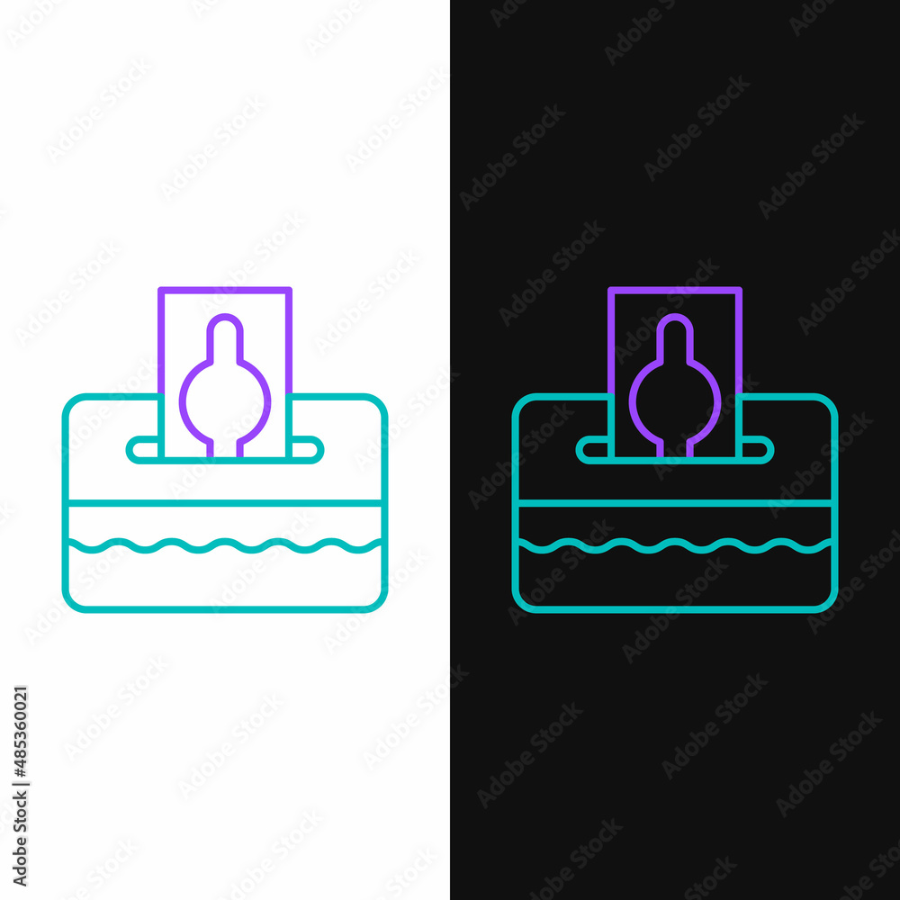 Line Donate or pay your zakat as muslim obligatory icon isolated on white and black background. Muslim charity or alms in ramadan kareem before eid al-fir. Colorful outline concept. Vector Line Donate or pay your zakat as muslim obligatory icon isolated on white and black background. Muslim charity or alms in ramadan kareem before eid al-fir. Colorful outline concept. Vector