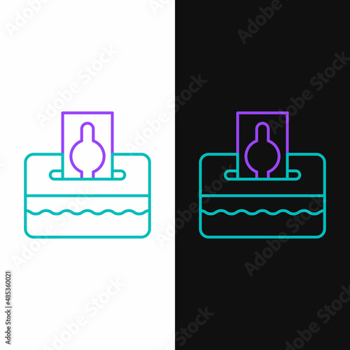 Line Donate or pay your zakat as muslim obligatory icon isolated on white and black background. Muslim charity or alms in ramadan kareem before eid al-fir. Colorful outline concept. Vector