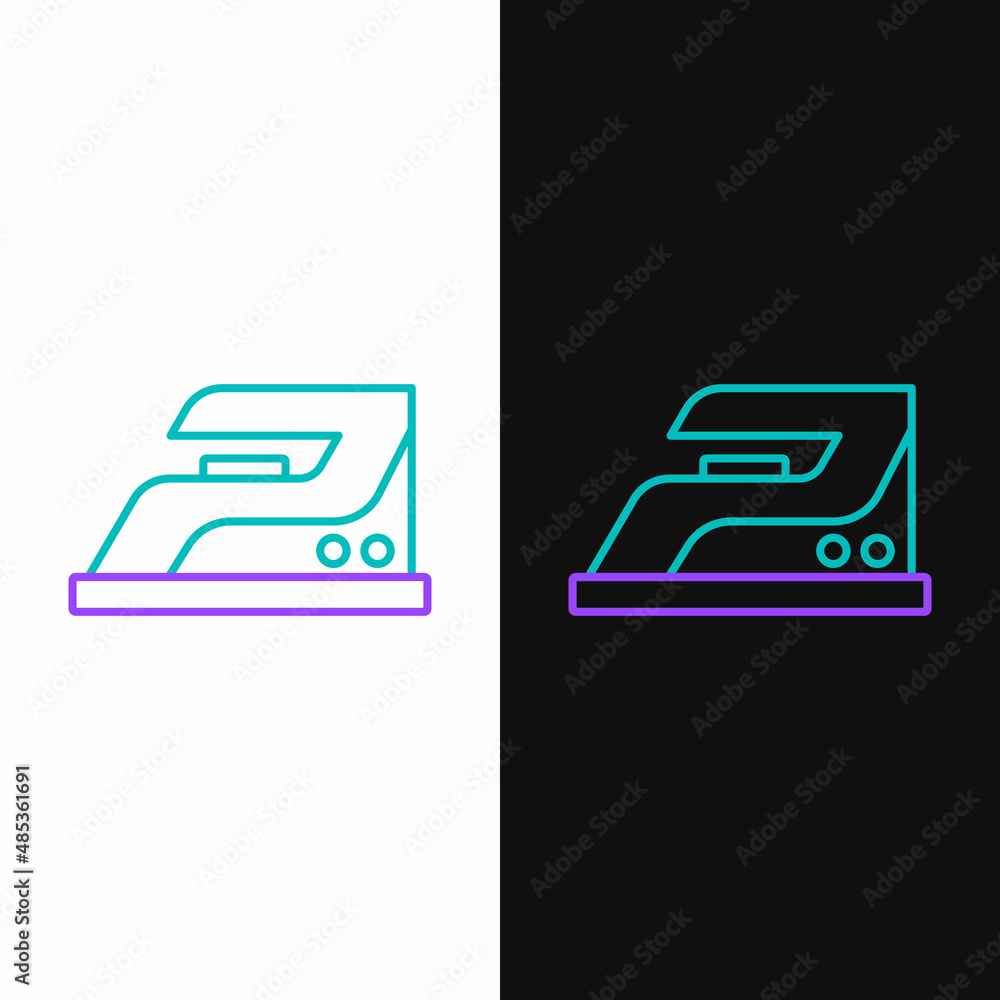 Line Electric iron icon isolated on white and black background. Steam iron. Colorful outline concept. Vector Line Electric iron icon isolated on white and black background. Steam iron. Colorful outline concept. Vector