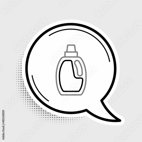Line Plastic bottle for laundry detergent, bleach, dishwashing liquid or another cleaning agent icon isolated on grey background. Colorful outline concept. Vector