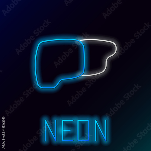 Glowing neon line Human organ liver icon isolated on black background. Colorful outline concept. Vector