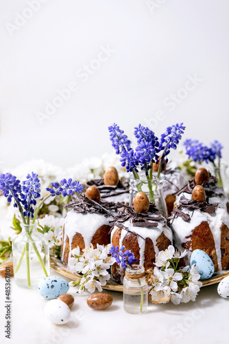 Homemade traditionla ortodox Easter cake traditional kulich