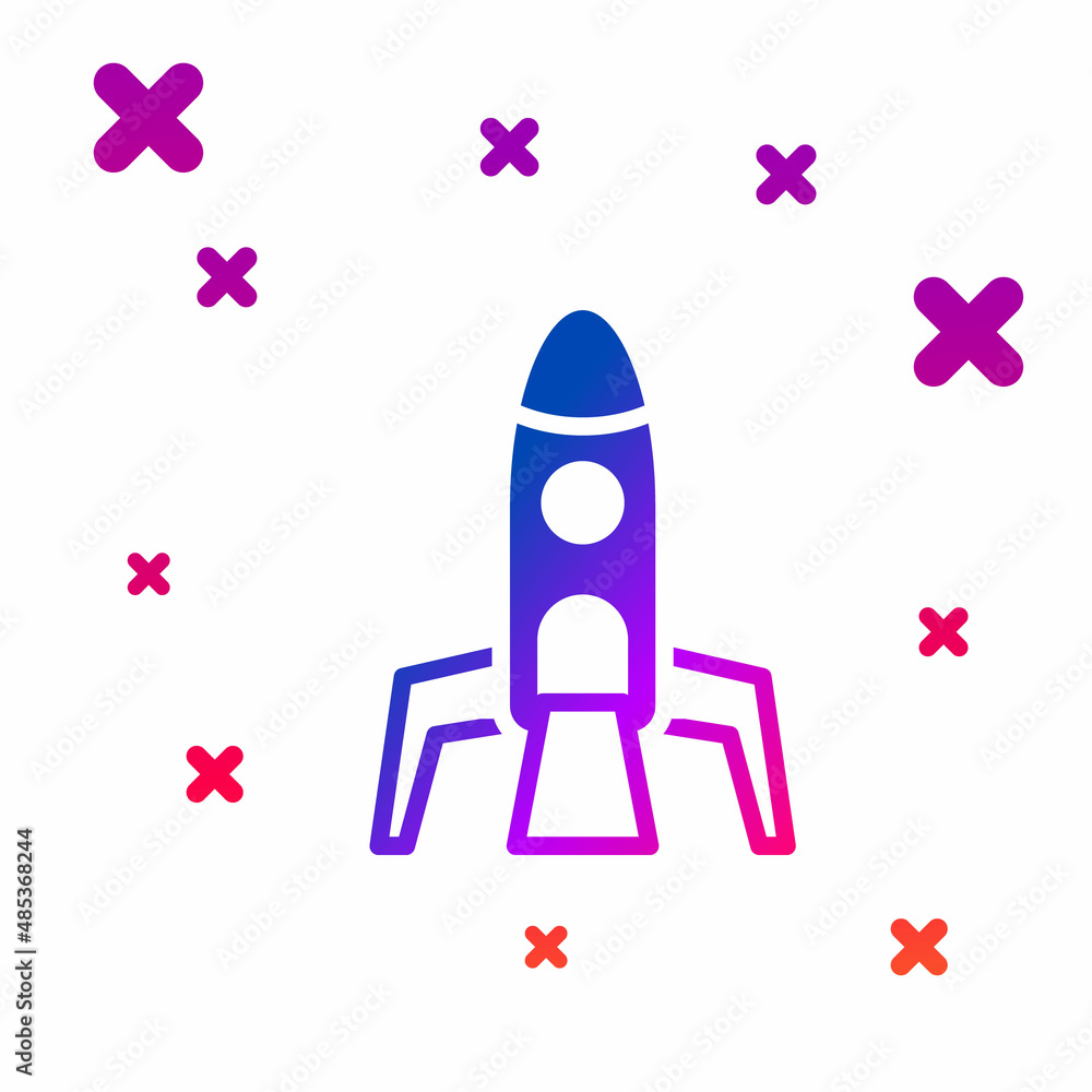 Fototapeta premium Color Rocket ship icon isolated on white background. Space travel. Gradient random dynamic shapes. Vector