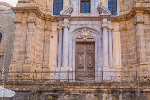Exterior of Martorana Church located on Bellini Square in Palermo city, Sicily Island, Italy