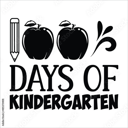 100 days of kindergarten,  Congratulatory lettering for the celebration of the hundredth day of the student of the school. Vector illustration for design greeting cards. EPS 10