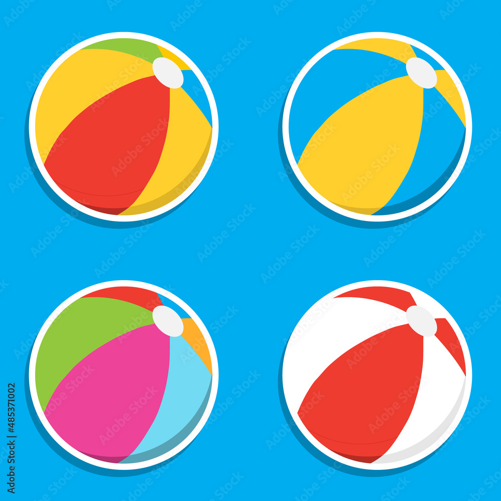 Beach ball, a set of cartoony multi-colored beach balls in a white outline. Vector illustration. Beach ball, a set of cartoony multi-colored beach balls in a white outline. Vector illustration.