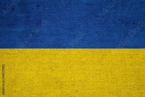Fototapeta Ukraine flag painted on old grunge paper