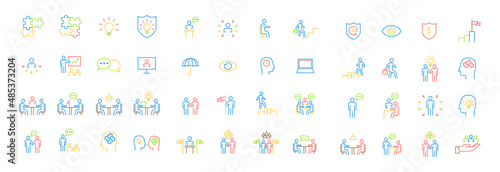 People Business Vector Line Icons ,Work Group Team , Business Meeting Communication.