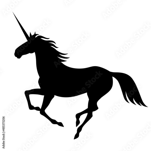 Silhouette mycology galloping unicorn