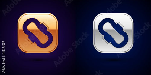 Gold and silver Menstruation and sanitary napkin icon isolated on black background. Feminine hygiene product. Vector