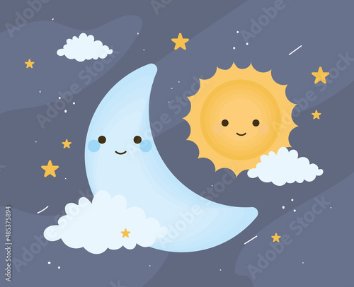 cute sun and moon