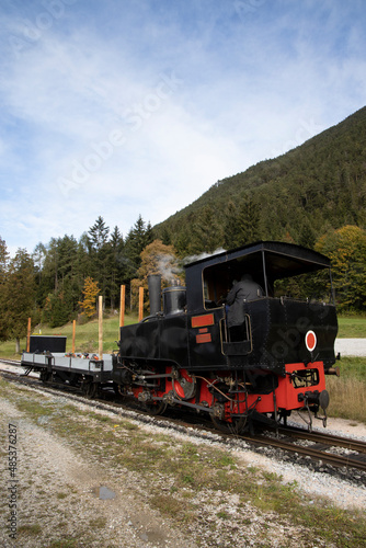 Historical steam locomotive, Achensee lake railroad, Tiro, Austria photo