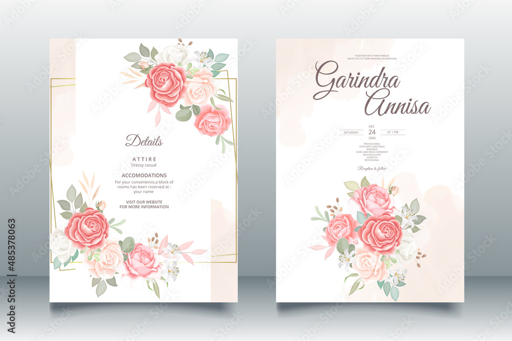 Romantic Flower Wedding Invitations Card Romantic Flower Wedding Invitations Card