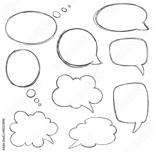 Speech bubble drawn with a careless line. Vector isolates.