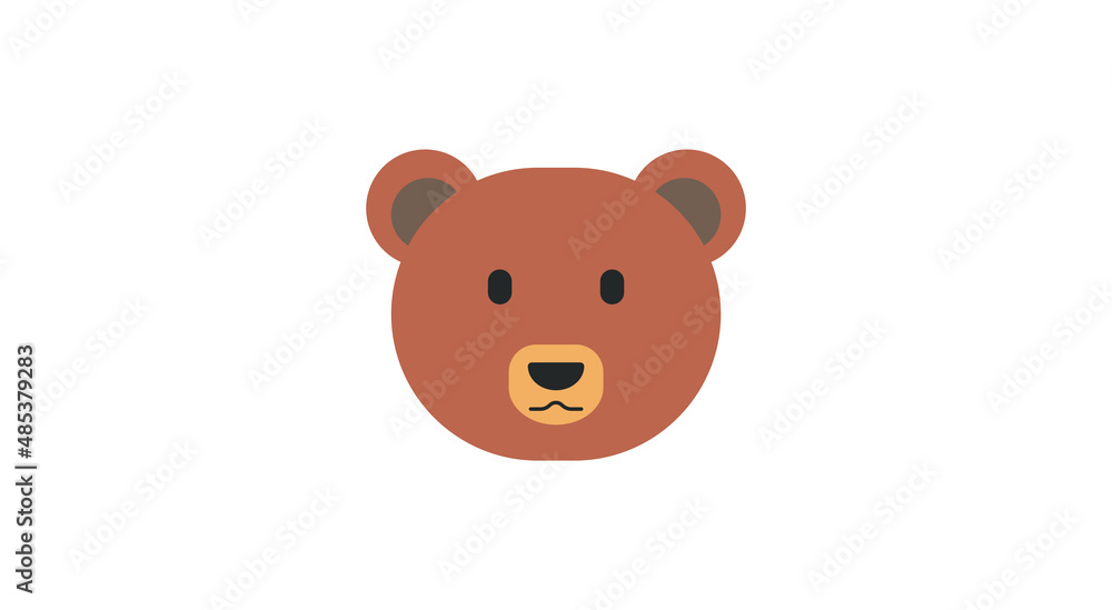 Fototapeta premium Bear Face Vector Flat Icon