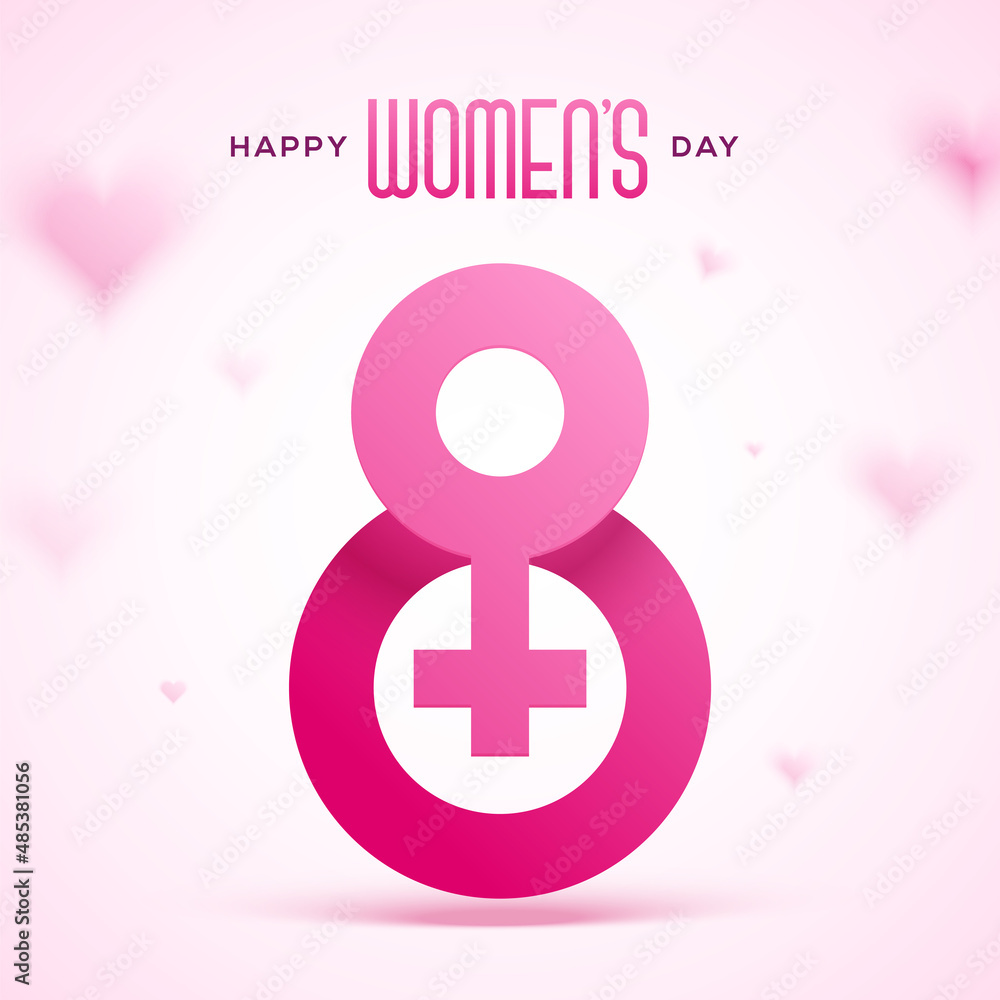 Women's day background with eight overlapped by female symbol in paper style Women's day background with eight overlapped by female symbol in paper style